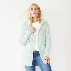 Nine West Light Green Oversized Knit Zip Up Sweater Women's Small/medium